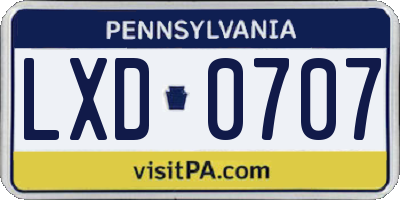 PA license plate LXD0707