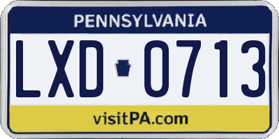 PA license plate LXD0713