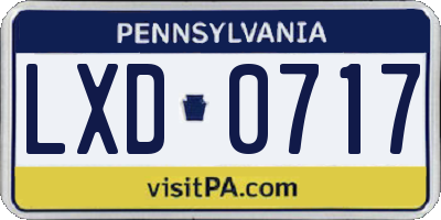 PA license plate LXD0717