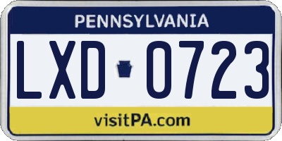PA license plate LXD0723