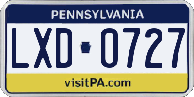 PA license plate LXD0727