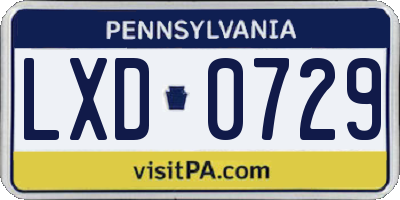 PA license plate LXD0729