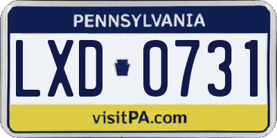 PA license plate LXD0731