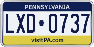 PA license plate LXD0737