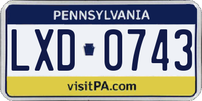 PA license plate LXD0743