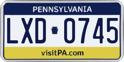 PA license plate LXD0745