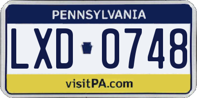 PA license plate LXD0748