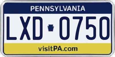 PA license plate LXD0750