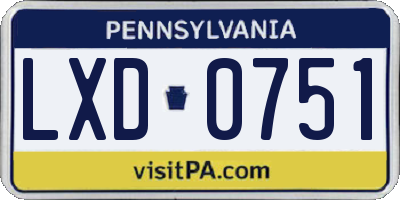 PA license plate LXD0751