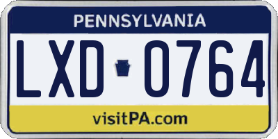 PA license plate LXD0764