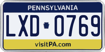 PA license plate LXD0769