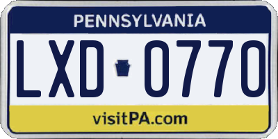 PA license plate LXD0770
