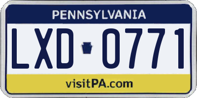PA license plate LXD0771