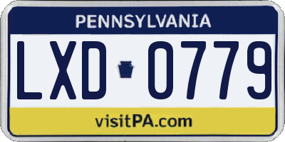 PA license plate LXD0779
