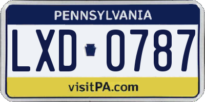 PA license plate LXD0787