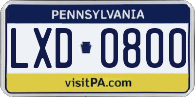 PA license plate LXD0800
