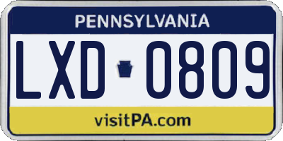 PA license plate LXD0809