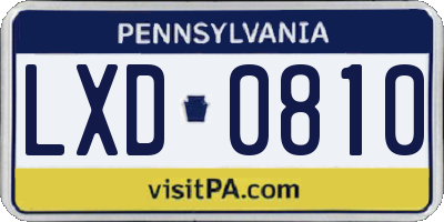 PA license plate LXD0810