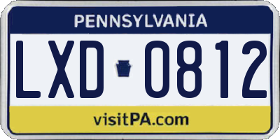 PA license plate LXD0812
