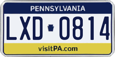 PA license plate LXD0814