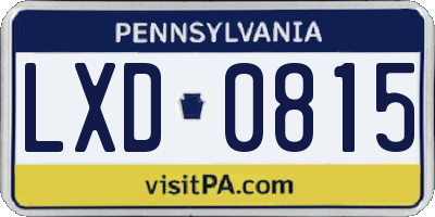 PA license plate LXD0815