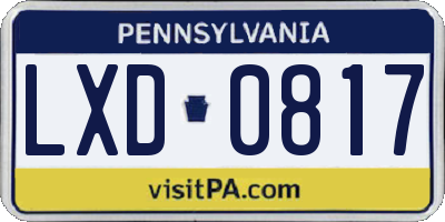 PA license plate LXD0817