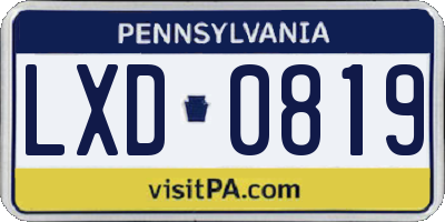 PA license plate LXD0819