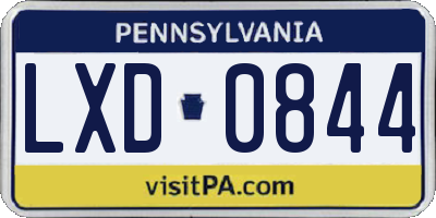 PA license plate LXD0844