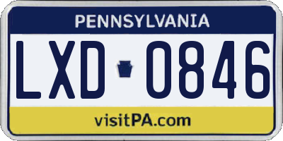 PA license plate LXD0846