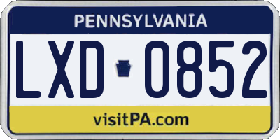PA license plate LXD0852