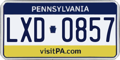 PA license plate LXD0857