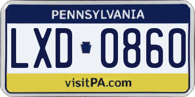 PA license plate LXD0860