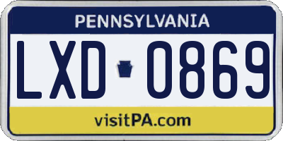 PA license plate LXD0869