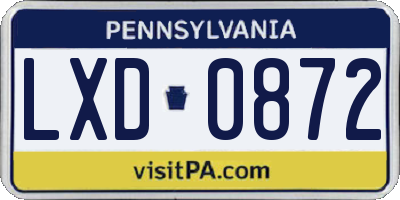 PA license plate LXD0872