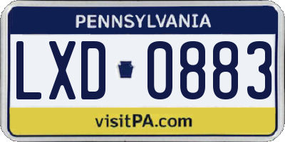 PA license plate LXD0883
