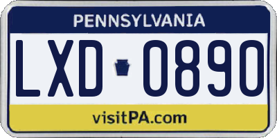PA license plate LXD0890