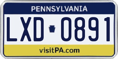 PA license plate LXD0891