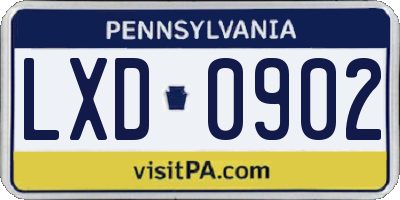 PA license plate LXD0902