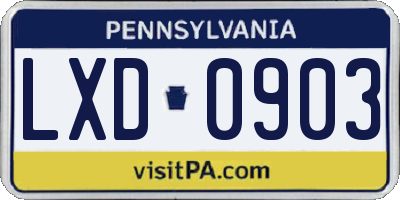PA license plate LXD0903