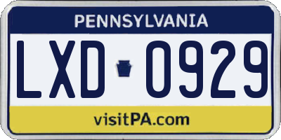 PA license plate LXD0929