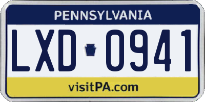 PA license plate LXD0941