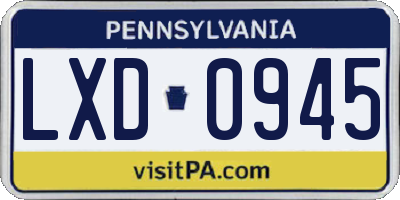 PA license plate LXD0945