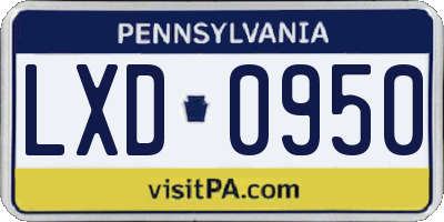 PA license plate LXD0950