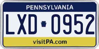 PA license plate LXD0952