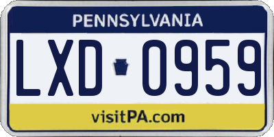 PA license plate LXD0959