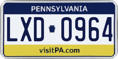 PA license plate LXD0964
