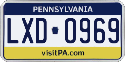 PA license plate LXD0969