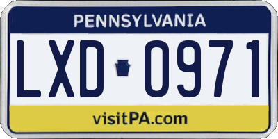 PA license plate LXD0971