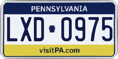 PA license plate LXD0975