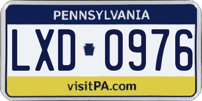 PA license plate LXD0976